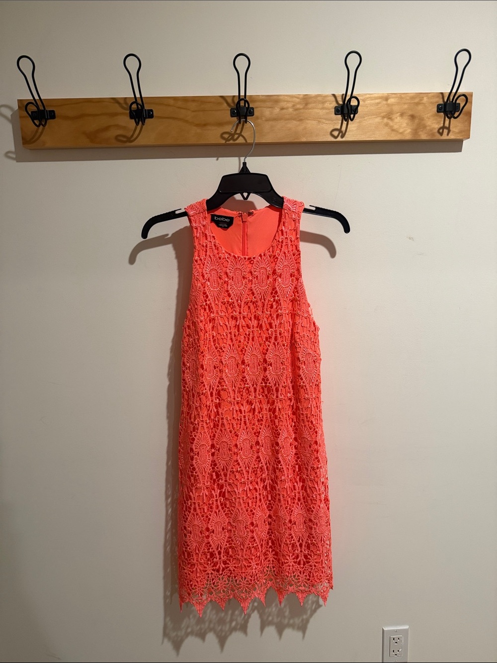 bebe Coral Lace Sleeveless Shift Dress